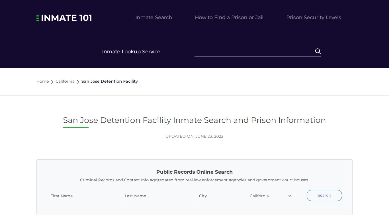 San Jose Detention Facility Inmate Search, Visitation ...